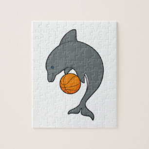 Dophin als Basketballspeler met Basketball Legpuzzel