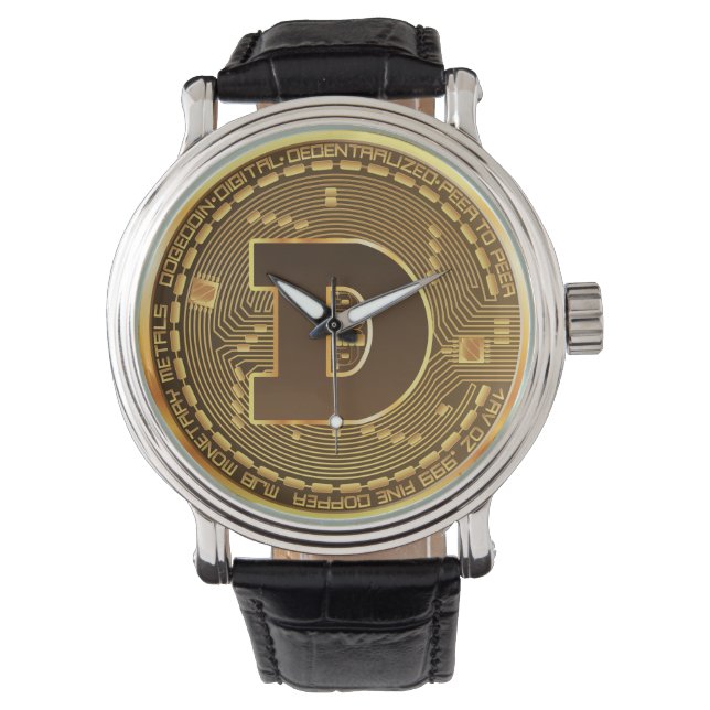 Dopostdoge munt logo cryptovaluta horloge (Voorkant)