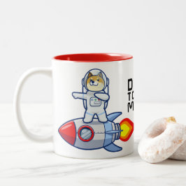 Dopostes in de "Moon Rocket Man Space Doge Crypto" Tweekleurige Koffiemok