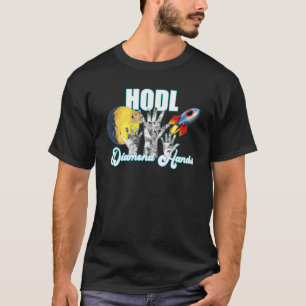 Dopostkoetsdiamant handen HODL-crypto naar maan T-shirt