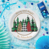 Dopspatafdruk Merry and Bright Buffalo Papieren Bordje (Feest)