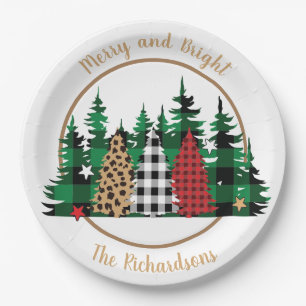 Dopspatafdruk Merry and Bright Buffalo Papieren Bordje