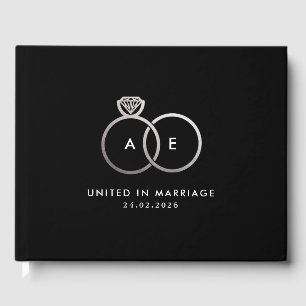 D'or Anneaux Mariages argent moderne Monogramme Livre d