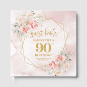 D'or Aquarelle Pink Gold Flowers 90e livre d'hôtes (Recto)