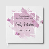 D'or Aquarelle rose Abstrait Mariage Livre d'invités (Recto)