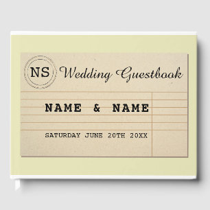 D'or Auteur du livre d'invité mariage Rustic Library Ja