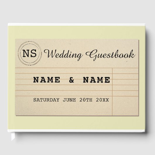 D'or Auteur du livre d'invité mariage Rustic Library Ja (Recto)