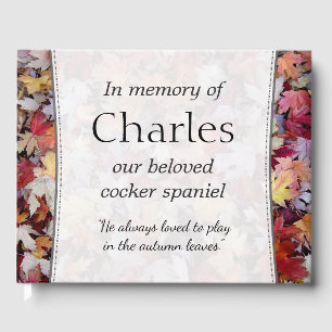 D'or Automne Fallen Feuille Pet Memorial livre d'invité