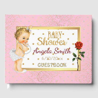 D'or Baby shower Livre d'invité