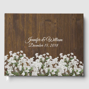 D'or Babys Breath Rustic Mariage livre d'hôtes
