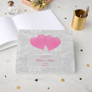 D'or Balloons Coeur Rose Livre d'invité Mariage