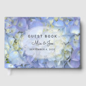 D'or Blue Moon Hydrangea Custom Wedding Livre d'invité (Recto)