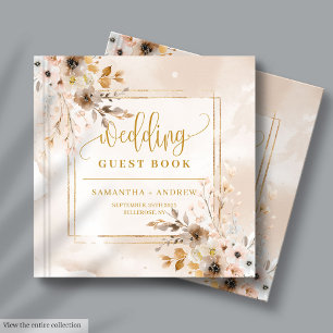 D'or Blush and Gold Boho Fall Floral Mariage livre d'hô