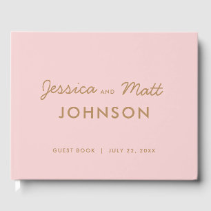 D'or Blush and Gold Cute Livre d'invité Mariage moderne