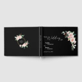 D'or Blush Floral Black Mariage Livre d'invité (Complet)