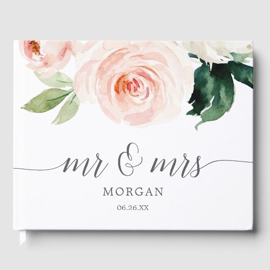 D'or Blushing Blooms Livre d'invité Mariage (Recto)