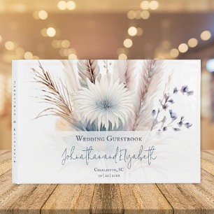 D'or Boho d'hiver Mariage Floral Livre d'invités blan