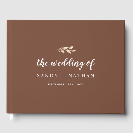 D'or Boho Leaf Mariage livre d'hôtes (Recto)