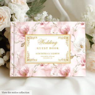 D'or Boho romantique dusté or rose mariage livre d'hôte