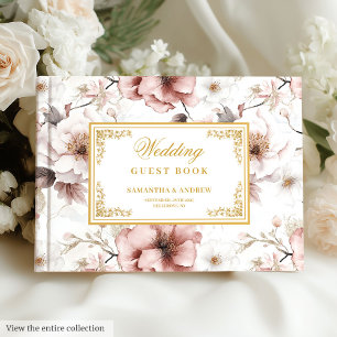 D'or Boho romantique dusté or rose mariage livre d'hôte