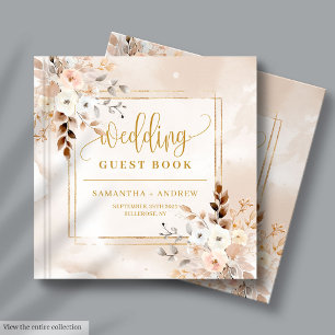 D'or Boho rose pâle Mariage de automne livre d'hôtes av