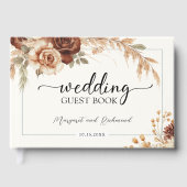 D'or Boho Rusty Terracotta Floral Mariage Livre d'hôtes (Recto)