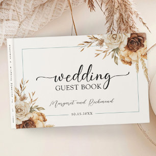 D'or Boho Terracotta Rustic Floral Mariage Livre d'invi