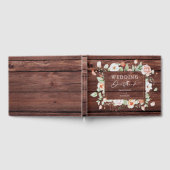 D'or Bois rustique & Pêche Floral Mariage Livre d'invit (Complet)