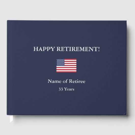 D'or Bonne retraite États-Unis Drapeau Livre d'invités (Recto)