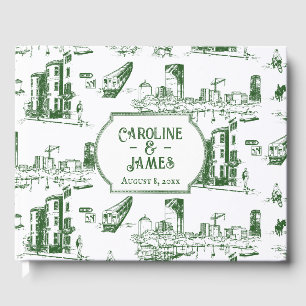 D'or Boston Toile Forest Green Livre d'invité personnal
