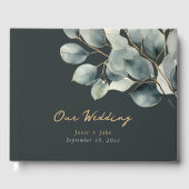 D'or Branche Eucalyptus joli livre d'invité mariage (Recto)