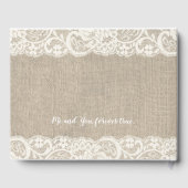 D'or Burlap and Lace Rustic Mariage livre d'hôtes (Verso)