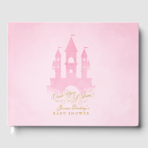 D'or Château de conte de fées rose baby shower Livre d'