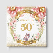 D'or Chic 50th Birthday Pink Heels livre d'hôtes (Recto)