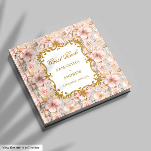 D'or Chic Blush Gold Boho Mariage Livre d'invité Signat