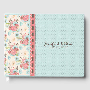 D'or Chic Floral et Polka Dot Mariage livre d'hôtes