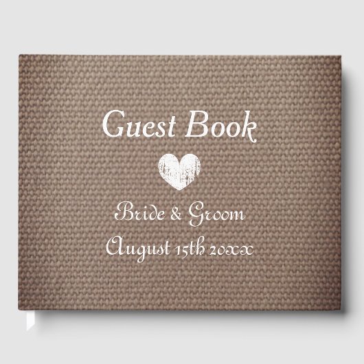 D'or Country chic thème burlap imprimer mariage livre d (Recto)