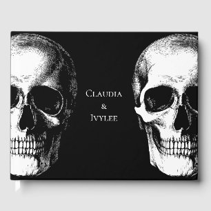 D'or Crâne gothique Halloween Mariage livre d'hôtes