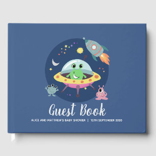 D'or Cute Boys Space Alien Blue Baby shower livre d'hôt