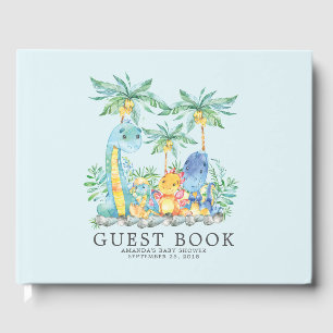 D'or Cute Dinosaures Baby shower Livre d'invité