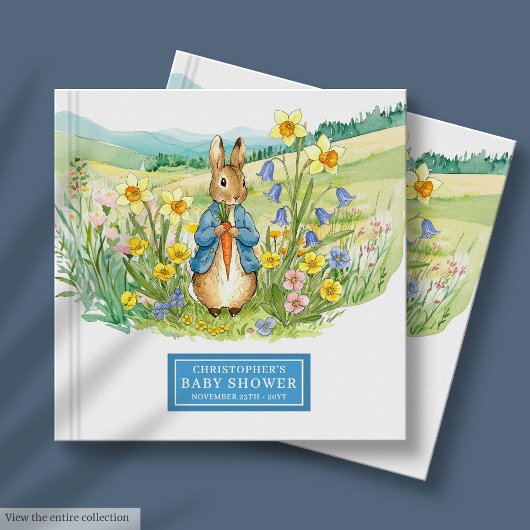 D'or Cute Peter Rabbit Baby shower Livre d'invité
