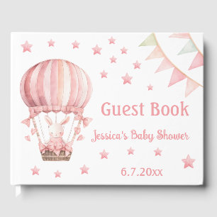 D'or Cute Pink Blush Bunny Baby shower Livre d'invité