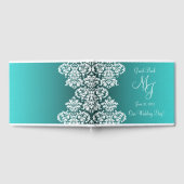 D'or Damask Turquoise Mariage Livre d'hôtes (Complet)