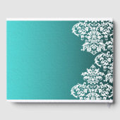 D'or Damask Turquoise Mariage Livre d'hôtes (Verso)