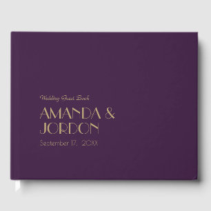 D'or Déco type or Livre d'invité Mariage foncé violet