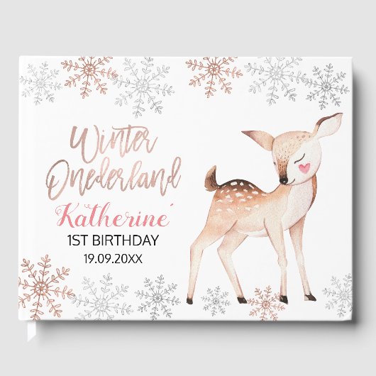 D'or Deer Winter ONEderland 1er Anniversaire Livre d'hô (Recto)