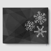 D'or Diamond Snowflake sur Black Mariage Livre d'invité (Verso)