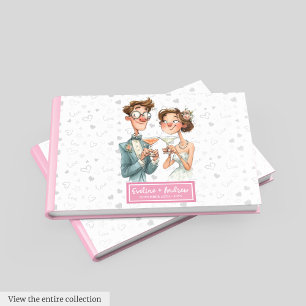 D'or Drôle Aquarelle Livre d'invité Quirky Mariage Coup
