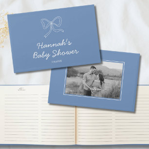 D'or Dusty Blue Bow Baby shower personnalisé Livre d'in