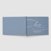 D'or Dusty Blue Mariage Livre d'invité Élégant (Complet)